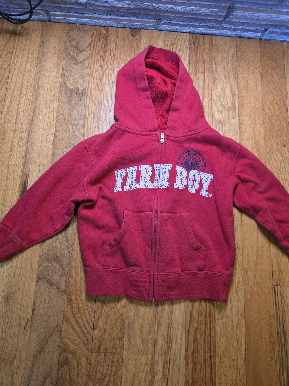 Farm Boy Outfitters Feed Co Kids Hoodie Full Zip Red Sweatshirt Size 3T